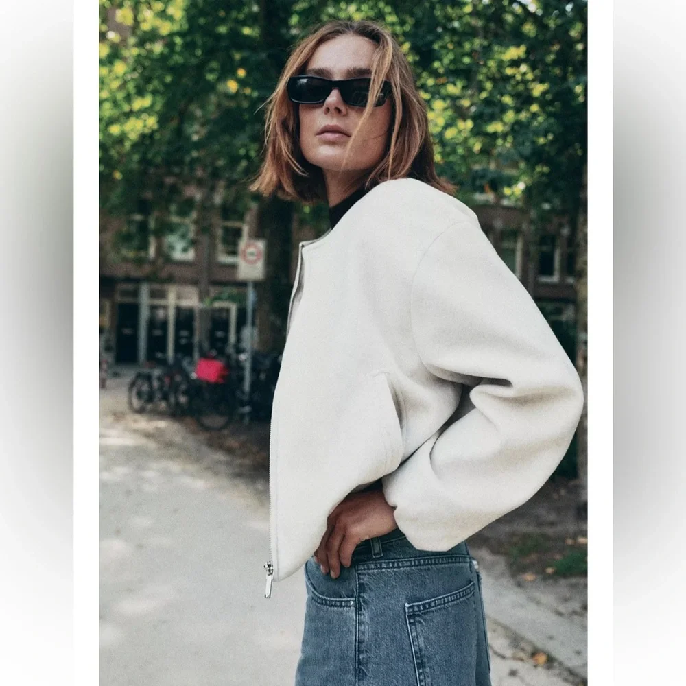 Zara Soft Bomber Jacket with Elastic waist - New - Picture 13 of 17